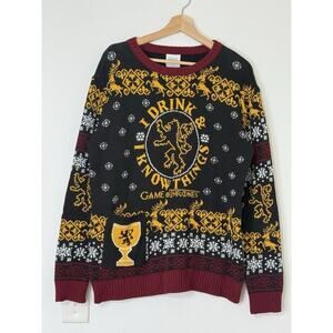 Game of Thrones Lannister Ugly Christmas Sweater I Drink & I Know Things Size XL